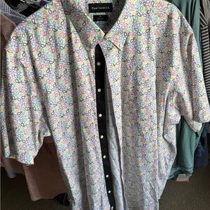 Paul Fredrick Colorful Leaf Pattern Men's Shirt